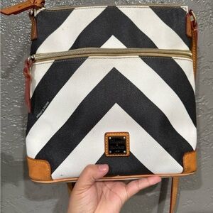 Dooney & Bourke Black and White Chevron Crossbody